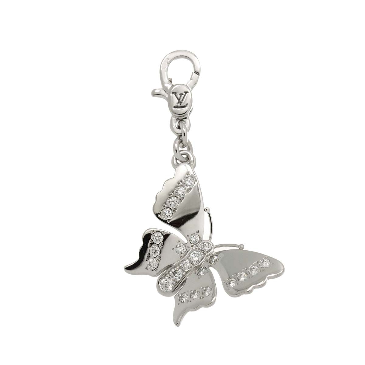 LOUIS VUITTON ダイヤ ペンダント トップ K18 WG ホワイトゴールド 750 チャーム 蝶 バタフライ Pendant Top ルイ ヴィトン 90291564