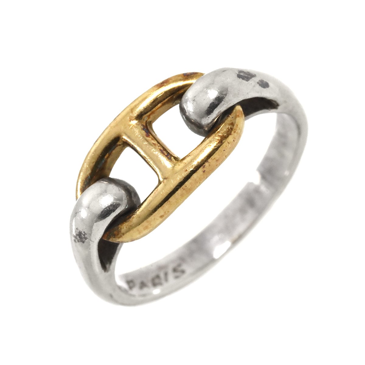 HERMES シェーヌダンクル 9号 リング SV シルバー 925 K18 YG イエローゴールド 750 指輪 ヴィンテージ Chaine dancre Ring エルメス 90293471