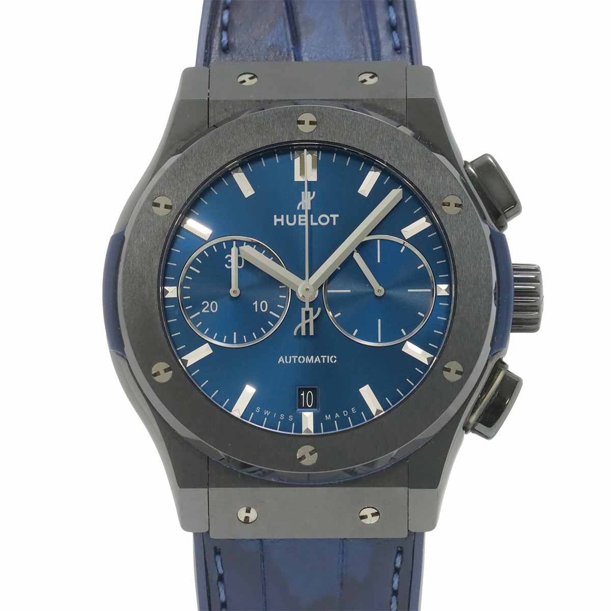 HUBLOT クラシックフュージョン クロノグラフ チタニウム 521 CM 7170 LR メンズ 腕時計 デイト ブルー オートマ 自動巻き ウォッチ Classic Fusion ウブロ 90294217