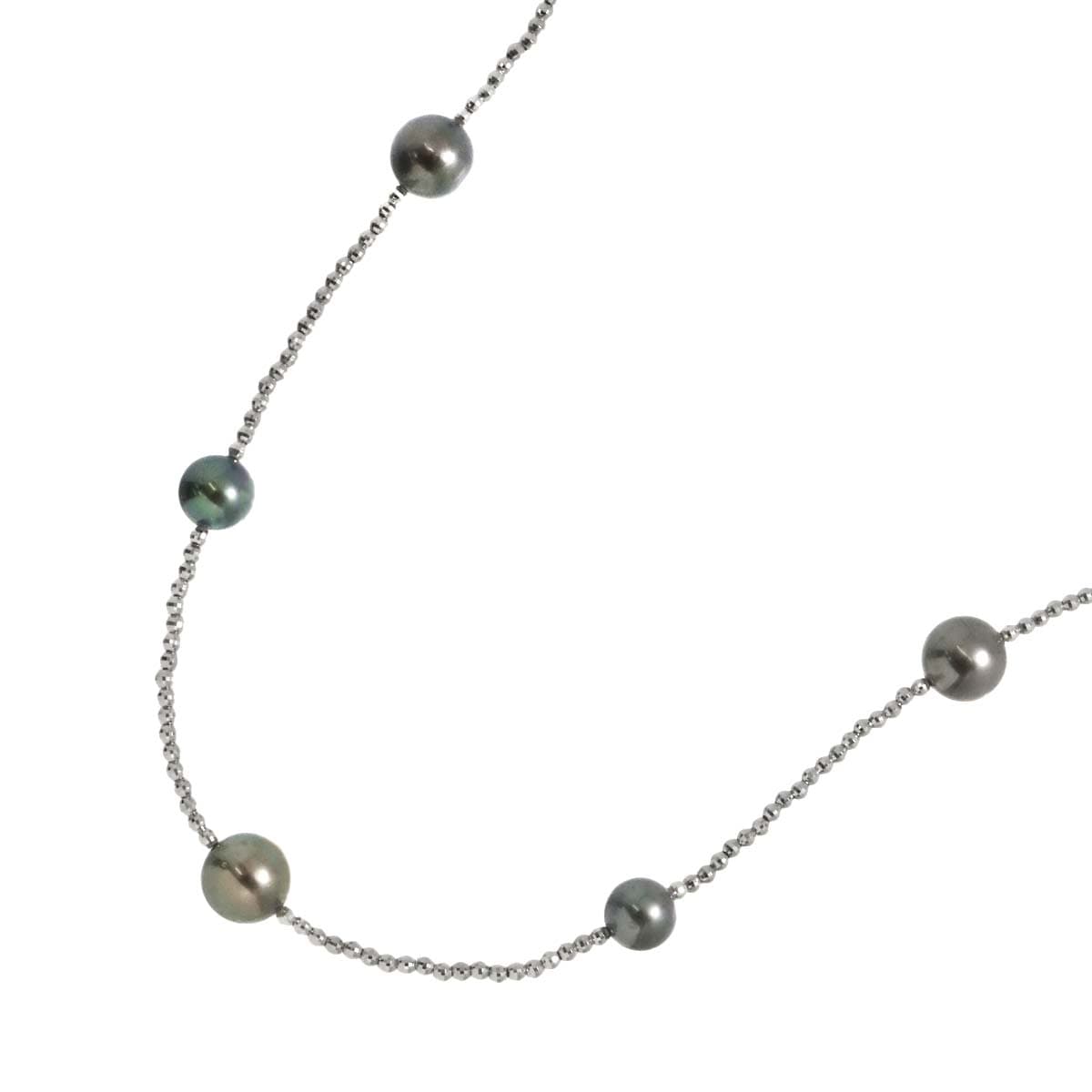 黒蝶真珠 12.1mm-9.0mm K18 WG ネックレス 51cm ホワイトゴールド 750 パール Pearl Necklace 90291057