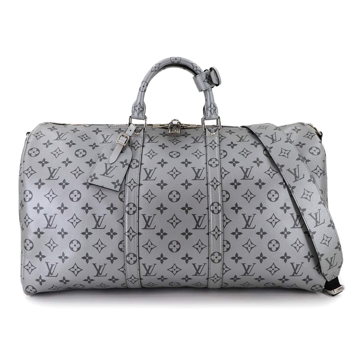 LOUIS VUITTON モノグラム シルバー キーポル バンドリエール 50 2way ボストン ショルダー バッグ メタリックシルバー M43848 Keepall Bandouliere ルイ ヴィトン 90284764
