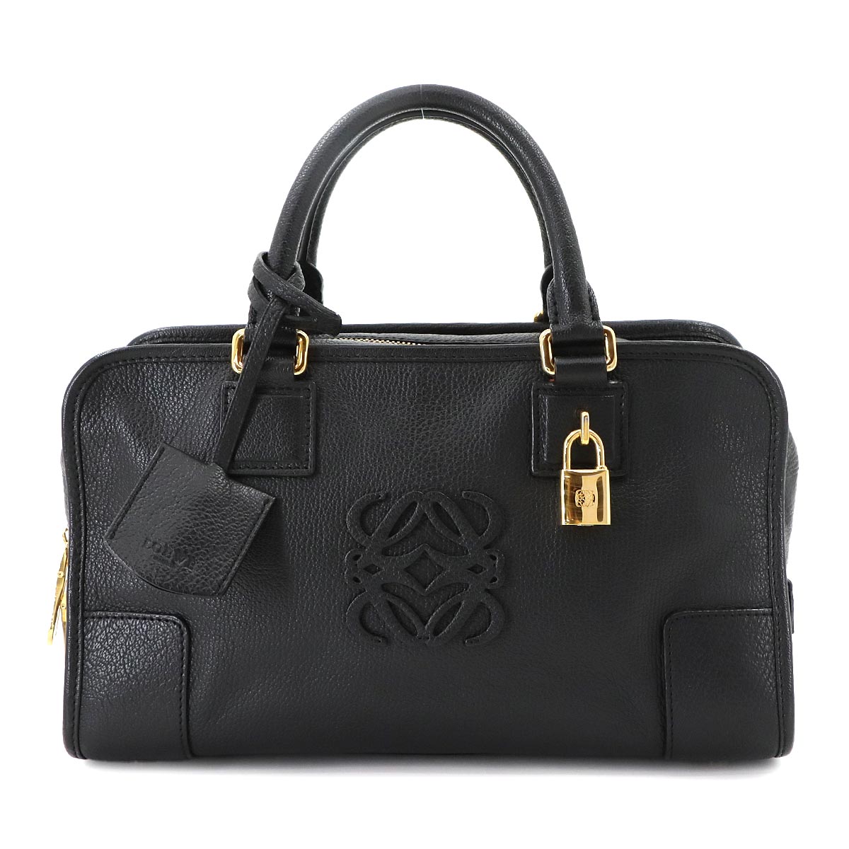 LOEWE アマソナ 28 ハンド バッグ レザー ブラック ゴールド 金具 Amazona 28 ロエベ 90294595