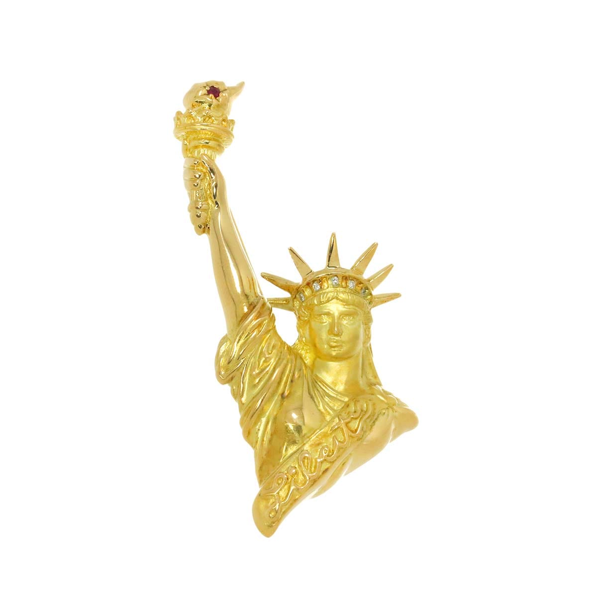 ダイヤ 0.03ct ルビー 0.03ct ブローチ K18 YG イエローゴールド 750 Diamond Brooch 90293463