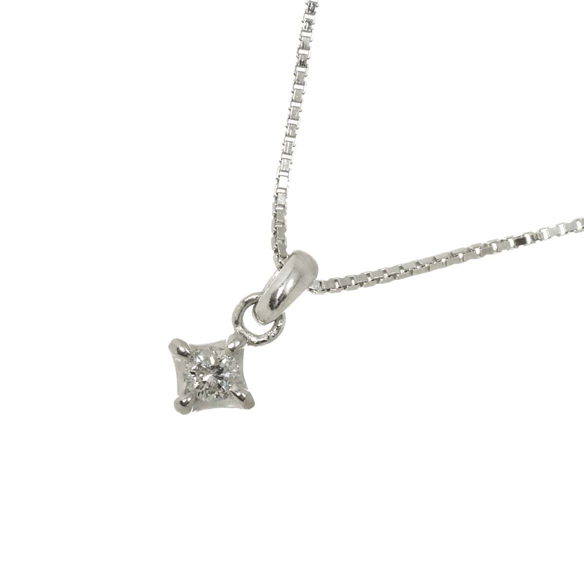 agete ダイヤ 0.05ct ネックレス 40cm K18 WG ホワイトゴールド 750 Diamond Necklace アガット 90292138