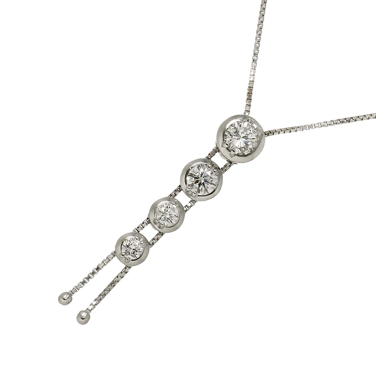 TASAKI トリロジー ダイヤ 0.51ct/0.55ct ネックレス 50cm K18 WG Pt ホワイトゴールド 750 田崎真珠 Necklace タサキ 90292183