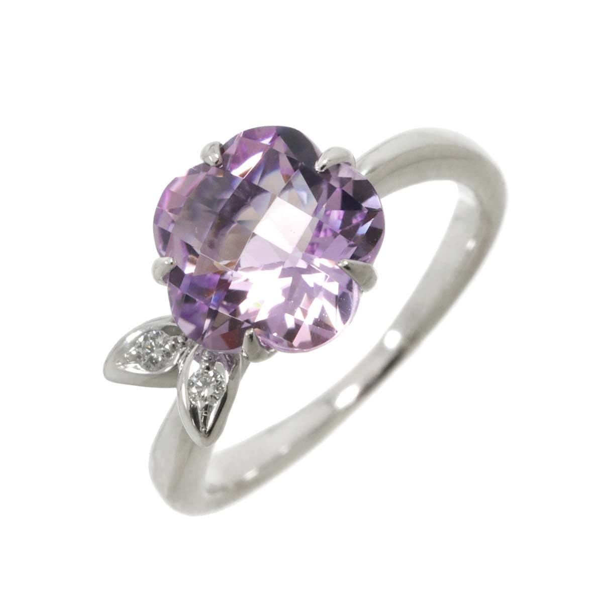 TASAKI 9号 リング アメジスト ダイヤ 0.02ct K18 WG ホワイトゴールド 750 指輪 田崎真珠 花 Ring タサキ 90292209