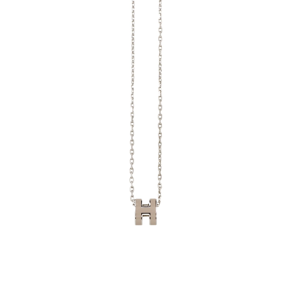 HERMES ミニ ポップアッシュ H ネックレス マロングラッセ シルバー アクセサリー Pop H Necklace エルメス 90292011