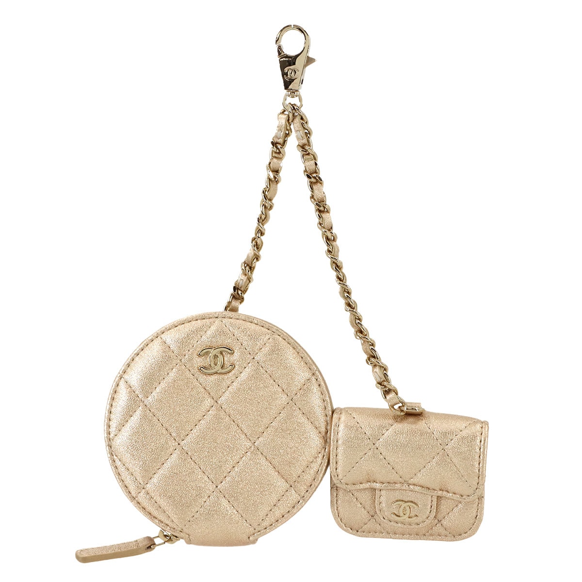 CHANEL マトラッセ コインケース AirPods Pro ケース レザー メタリックゴールド ゴールド 金具 Coin Case AirPods Case シャネル 90292615