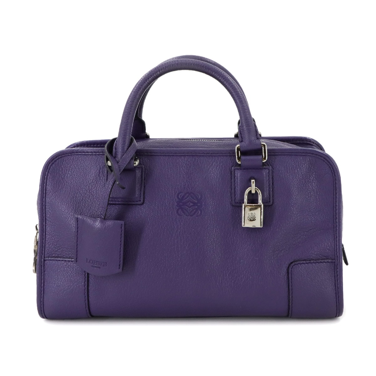 LOEWE アマソナ 28 ハンド バッグ レザー パープル シルバー 金具 Amazona 28 ロエベ 90293479