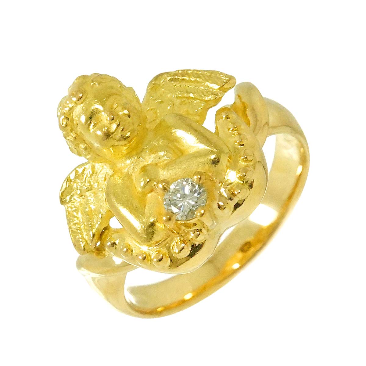 リング 11.5号 ダイヤ 0.10ct K18 YG イエローゴールド 750 指輪 Diamond Ring 90294955