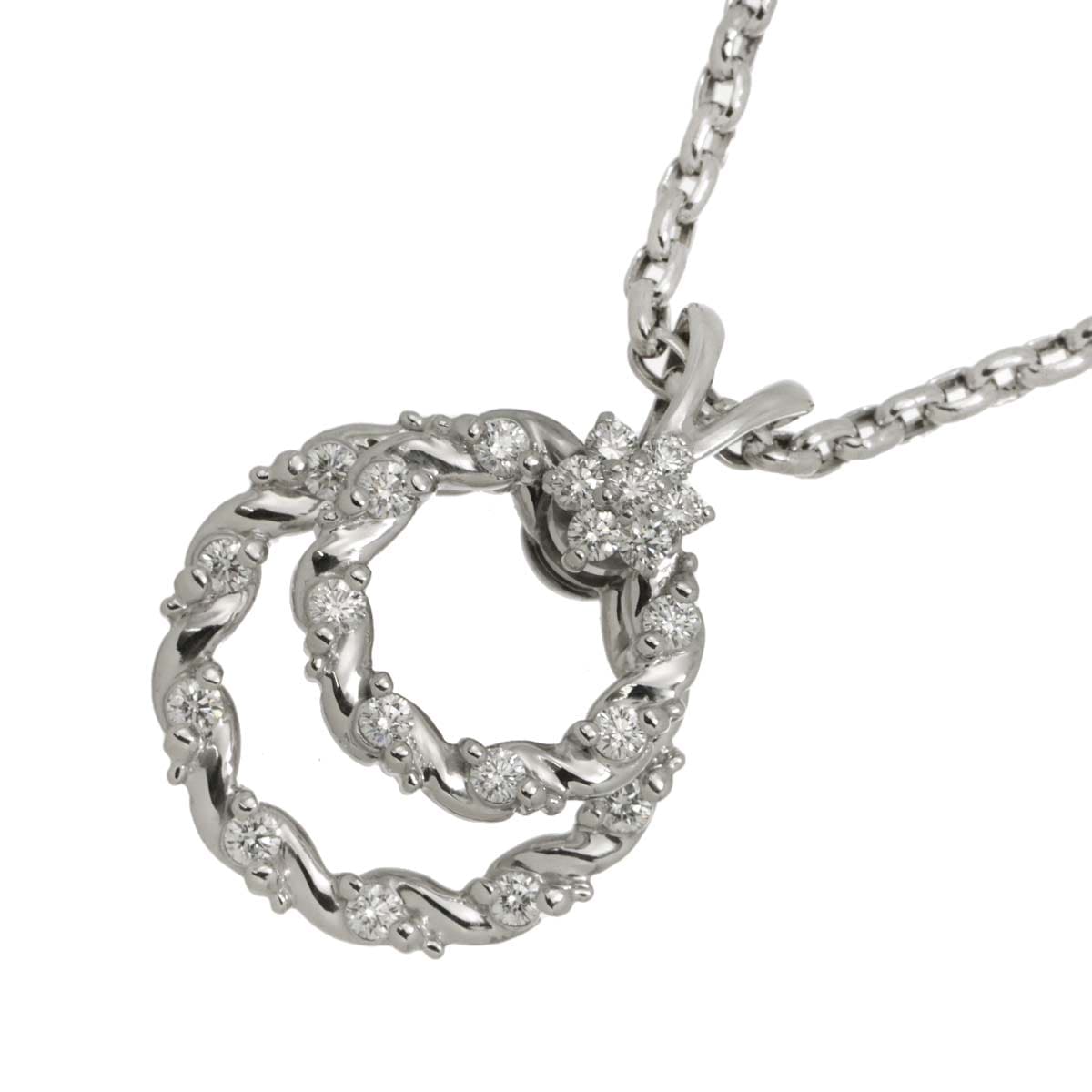 WALTHAM ダイヤ 0.71ct ネックレス 42cm スウィング K18 WG ホワイトゴールド 750 Diamond Necklace ウォルサム 90293202