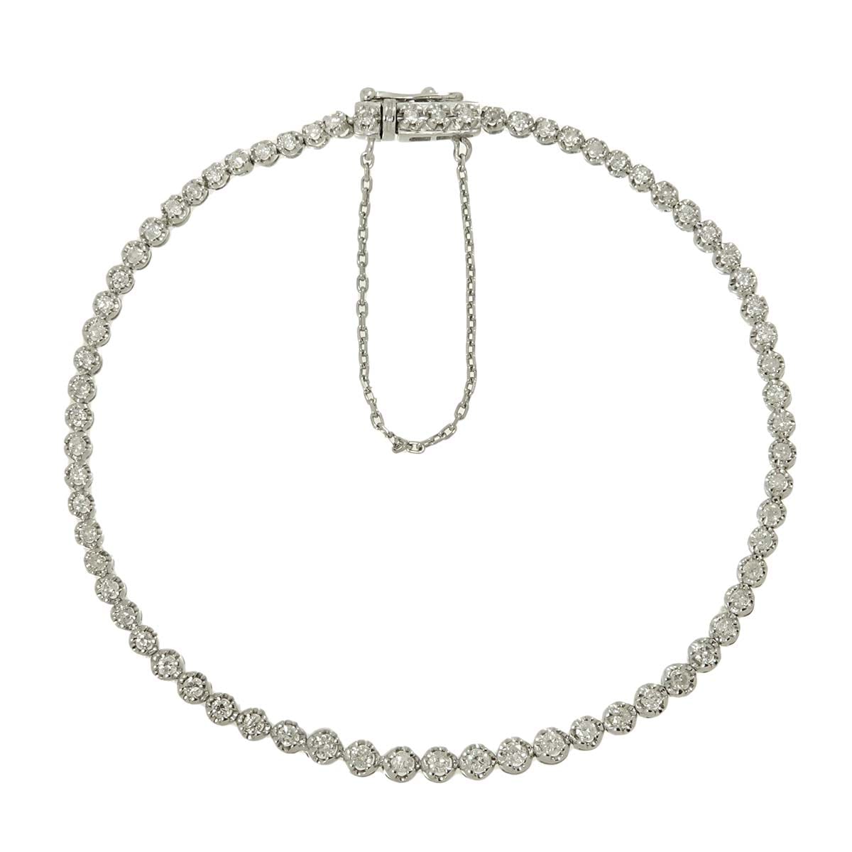 ダイヤ 1.00ct K18 WG ブレスレット 18cm ホワイトゴールド 750 Diamond Bracelet 90295039