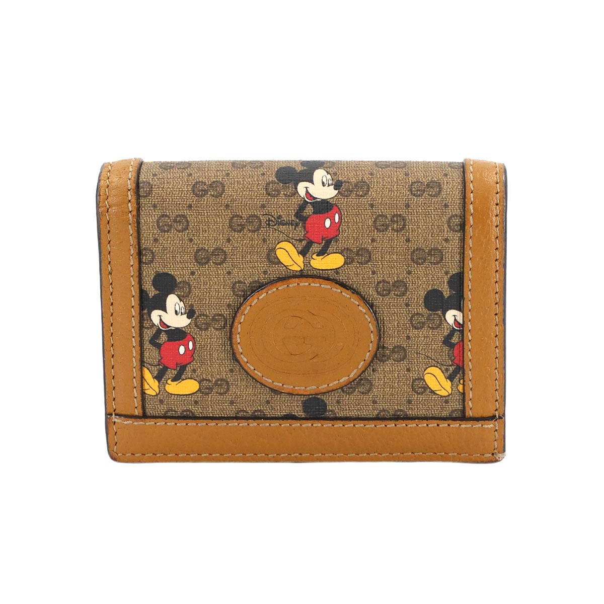 GUCCI ディズニー ミッキー マイクロGGスプリーム コンパクト ウォレット 二つ折り 財布 レザー ブラウン 602534  Wallet グッチ 90295342