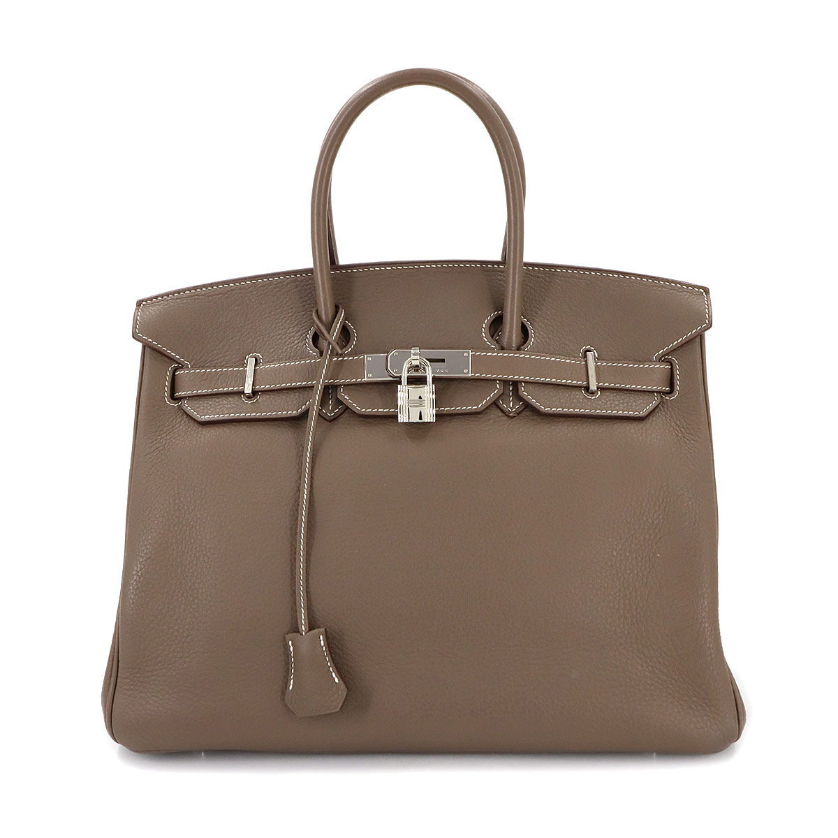HERMES バーキン35 トリヨンクレマンス エトゥープ ハンド バッグ □M刻印 シルバー 金具 Birkin 35 エルメス 90295864
