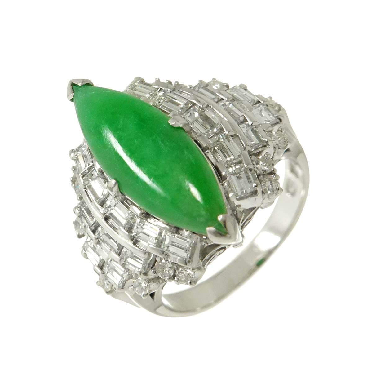 リング 14号 翡翠 1.91ct ダイヤ Pt プラチナ 指輪 【ソーティング付き】 Jade Ring 90295896