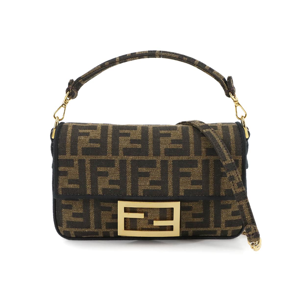 【未使用】FENDI ズッカ柄　総柄　刺繍　ジャガード　ボーダー　立体　光沢 FENDI】フェンディ『ズッカ柄 セミショルダーバッグ