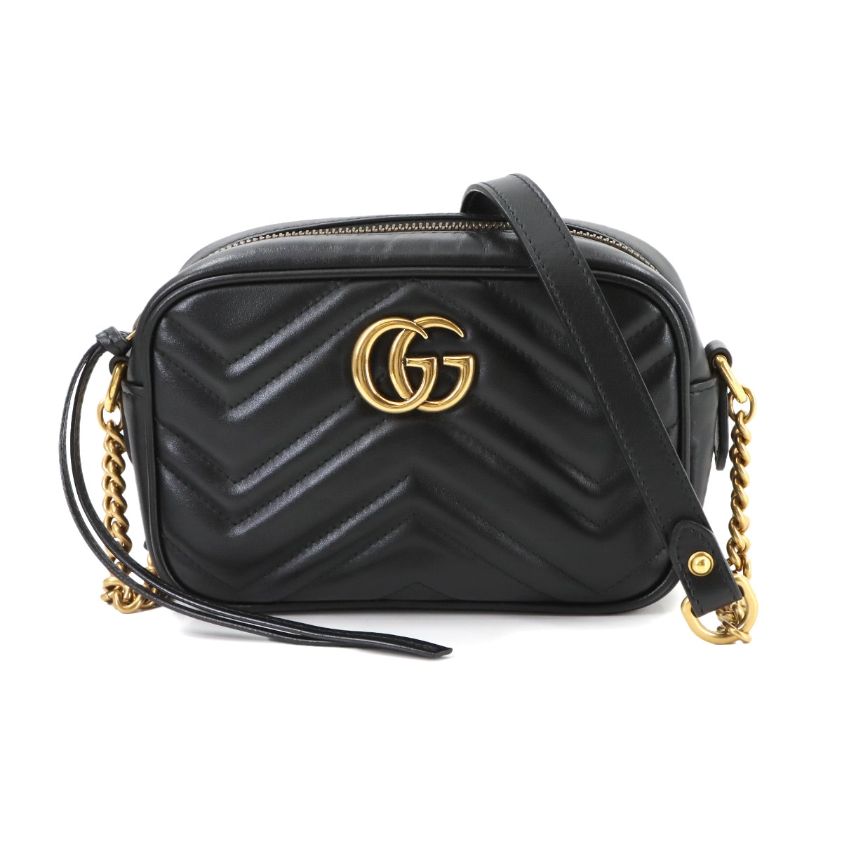 GUCCI ショルダーバッグ　黒♡美品 GG ブラック〕スモール ショルダーバッグ ・ブラック GG