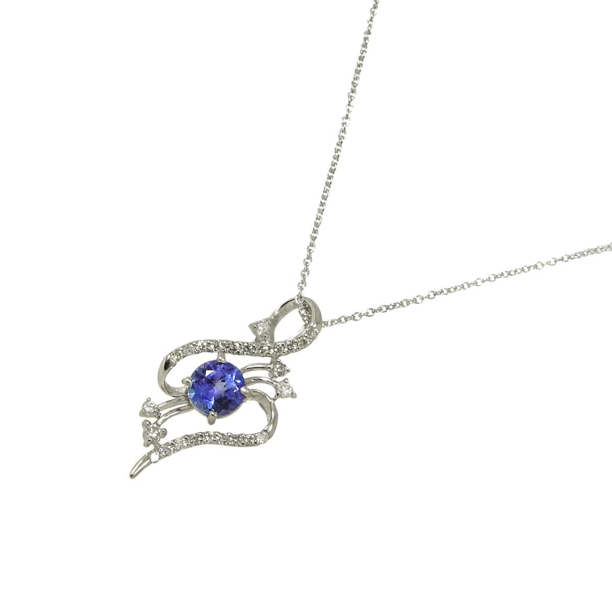 サファイヤ 0.60ct ダイヤ 0.20ct Pt ネックレス 45.5cm プラチナ Sapphire Necklace 90296661