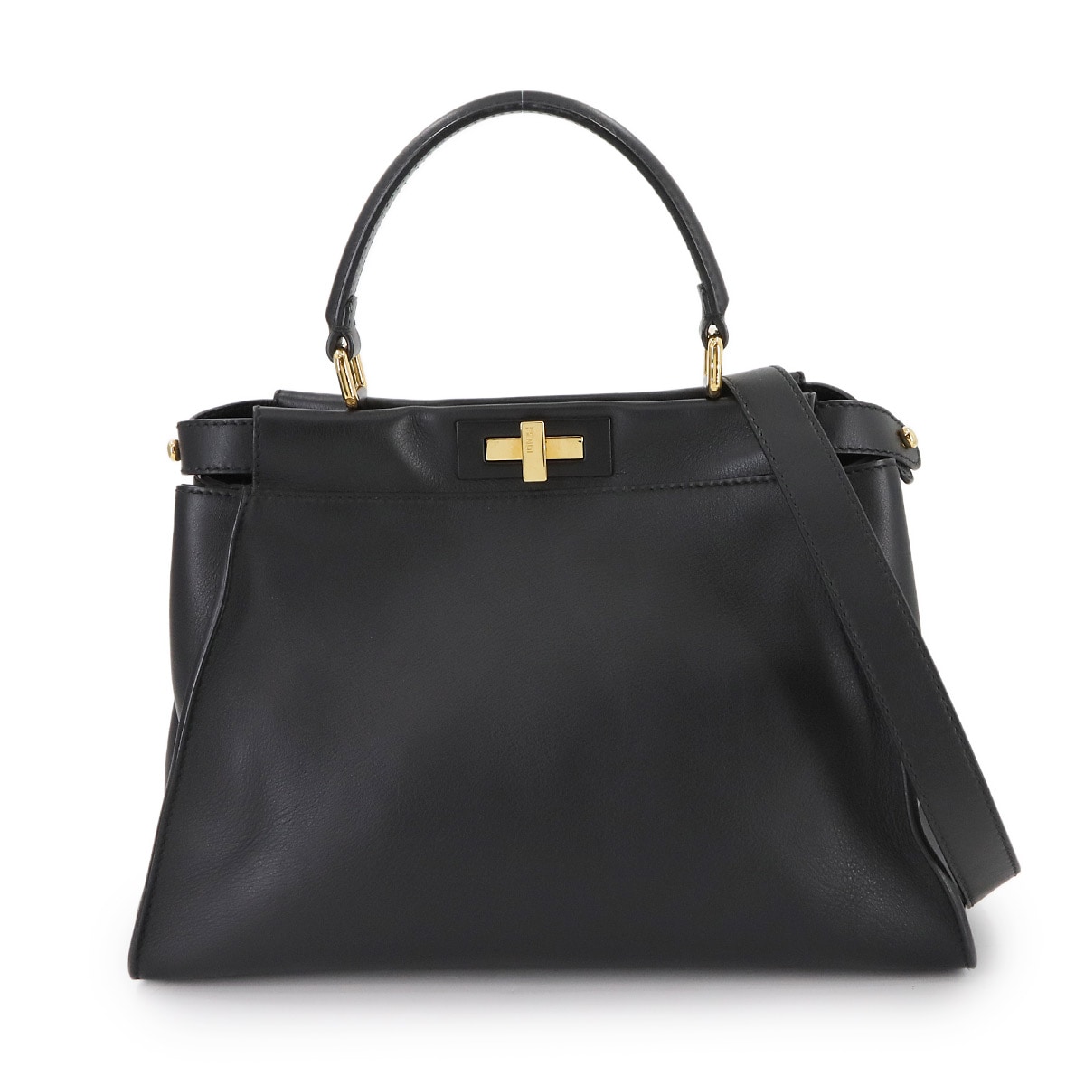 FENDI ピーカブー レギュラー 2way ハンド ショルダー バッグ レザー ネロ 8BN290 Peekaboo　フェンディ 90293018