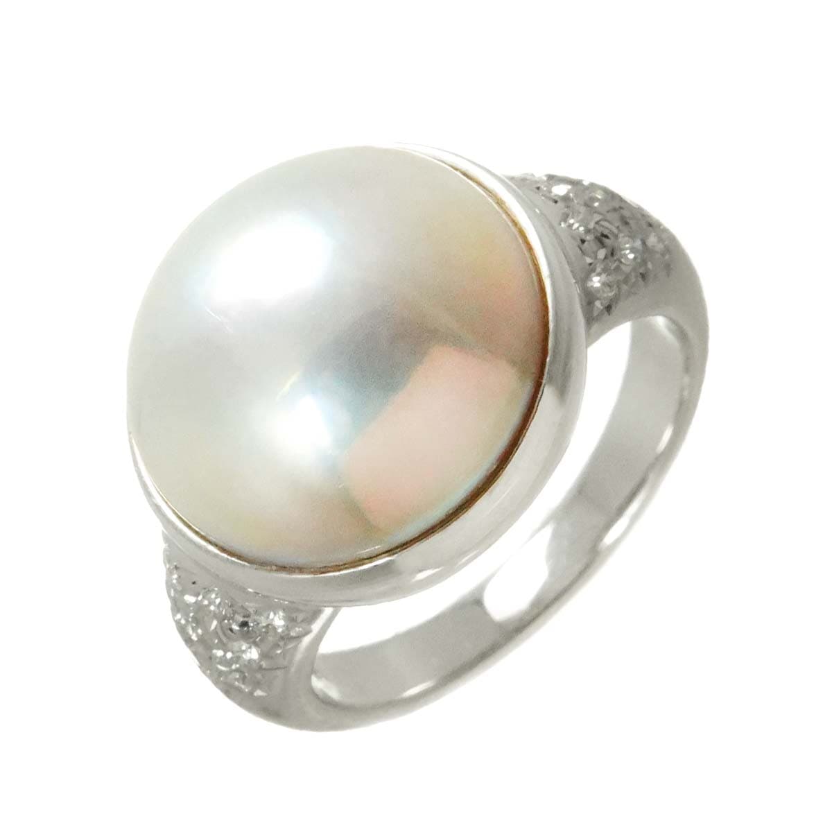 TASAKI 13号 リング マベ真珠 ダイヤ 0.23ct K18 WG ホワイトゴールド 750 パール 指輪 Mabe Pearl Ring タサキ 90293249