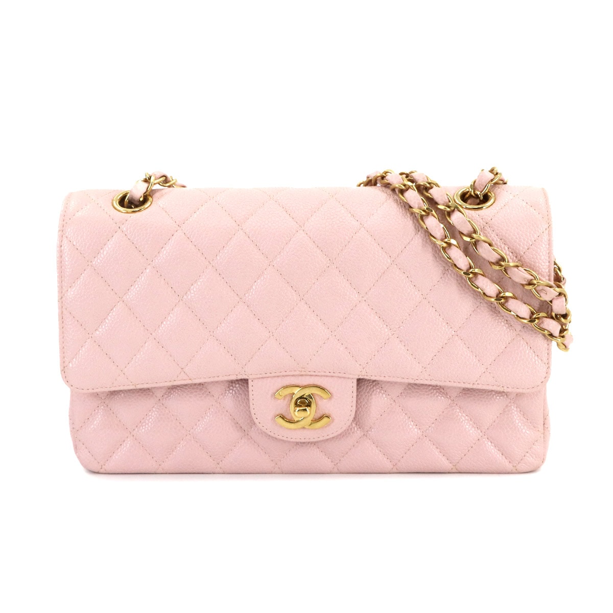 CHANEL マトラッセ 25 チェーン ショルダー バッグ キャビアスキン ピンク A01112 ゴールド 金具 ココマーク Matelasse Bag シャネル 90295997