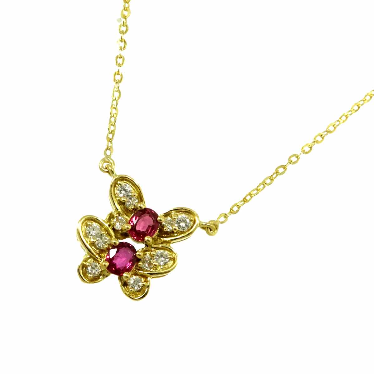 ルビー 0.66ct ダイヤ 0.26ct ネックレス 39cm K18 YG イエローゴールド 750 Ruby Necklace 90297447