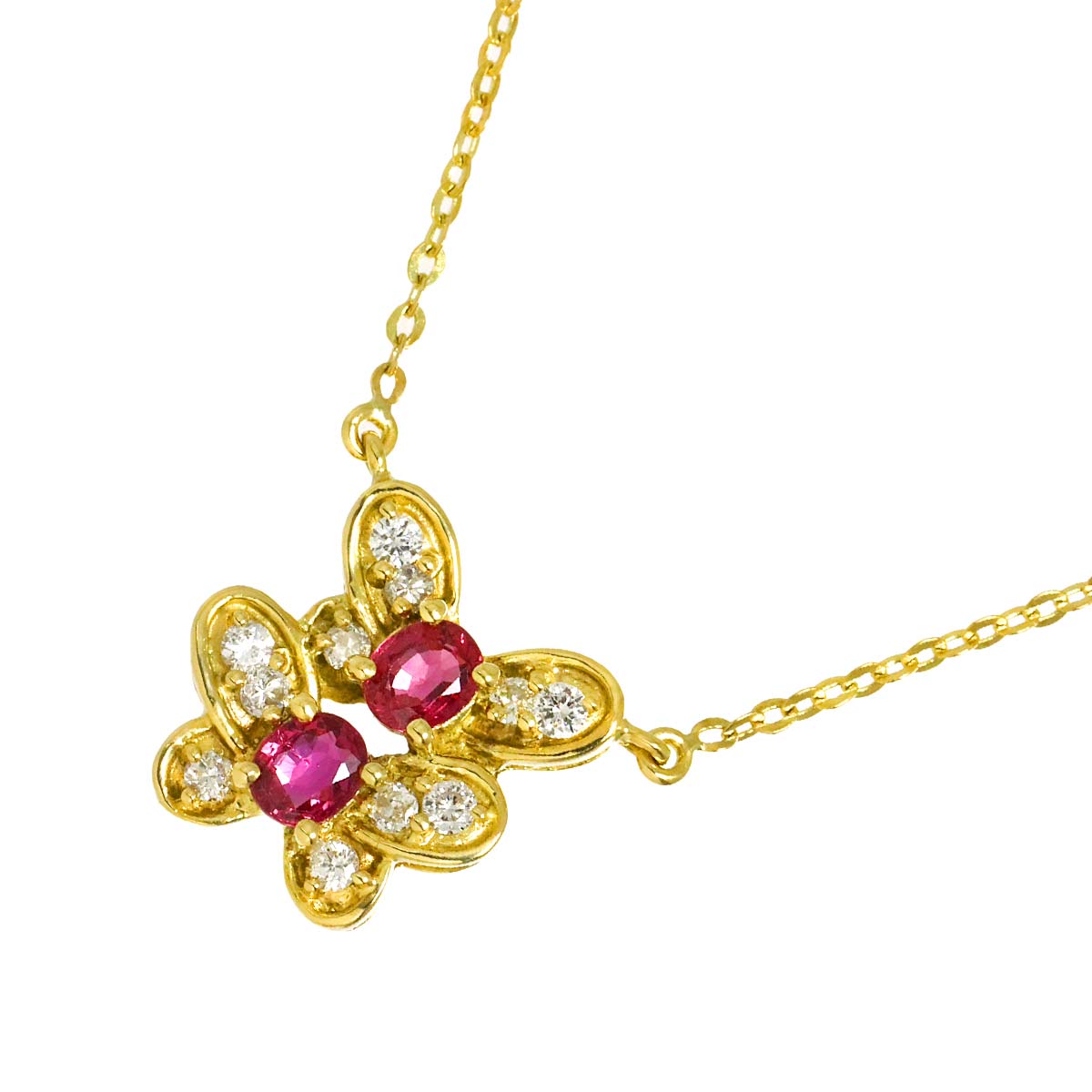 ルビー 0.66ct ダイヤ 0.26ct ネックレス 39cm K18 YG イエローゴールド 750 Ruby Necklace 90297447