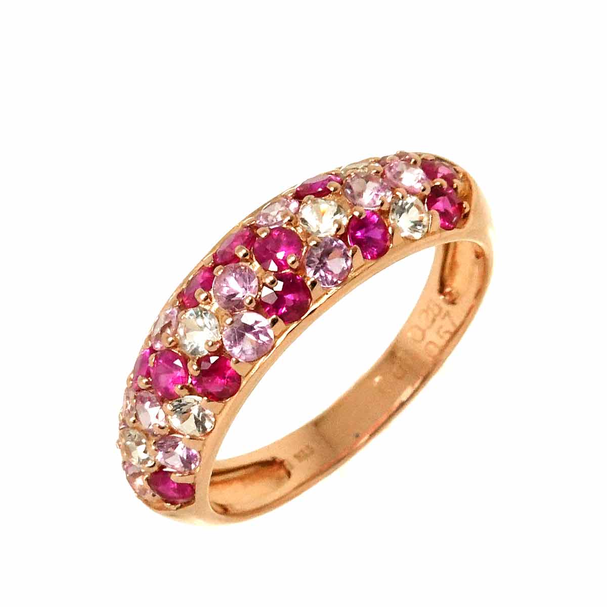 リング 11号 サファイヤ 0.61ct/0.57ctct ダイヤ 0.28ct K18 PG ピンクゴールド 750 指輪 Sapphire Ring 90297448