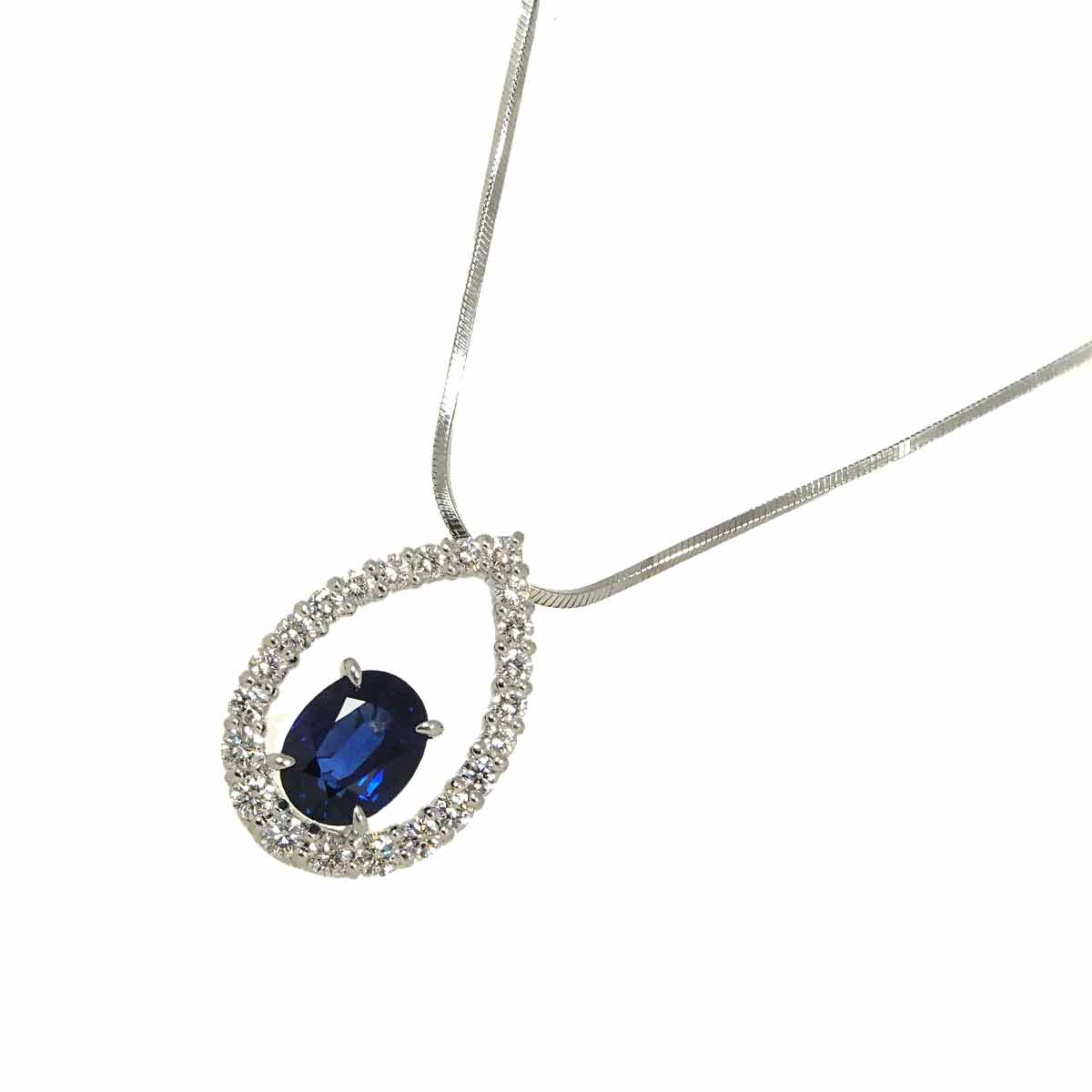 TASAKI サファイヤ 1.73ct ダイヤ 0.48ct ネックレス 42cm Pt プラチナ 田崎真珠 Necklace タサキ 90295014