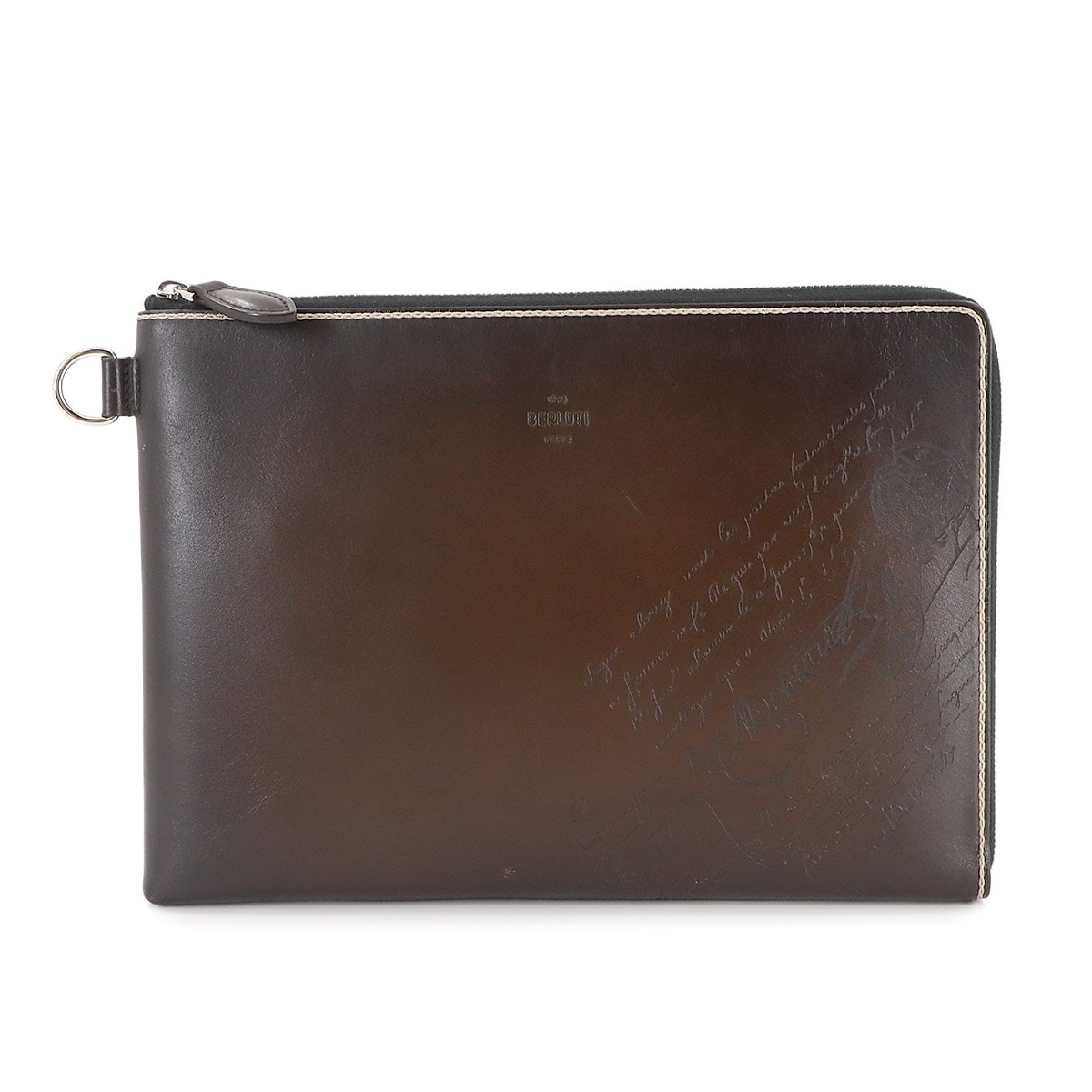 Berluti ニノ GM クラッチ バッグ ヴェネチアレザー ブラウン シルバー 金具 スクリット Nino GM Clutch ベルルッティ 90294596