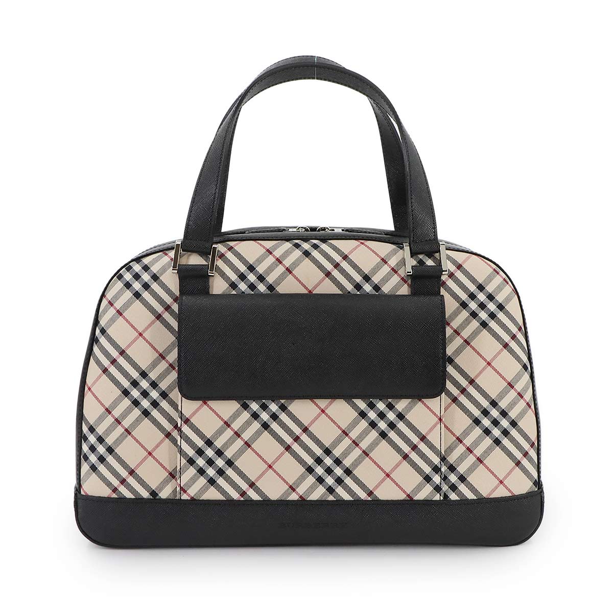 BURBERRY ノバチェック ハンド バッグ キャンバス レザー ベージュ ブラック Hand Bag バーバリー 90296015