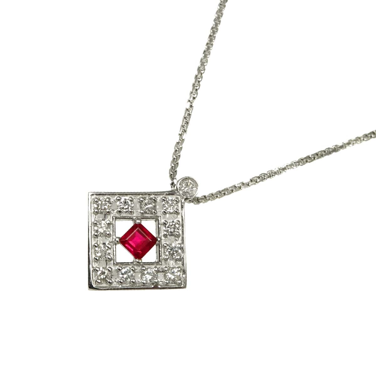 ルビー 0.25ct ダイヤ 0.32ct ネックレス 45cm K18 WG ホワイトゴールド 750 Ruby Necklace 90295503