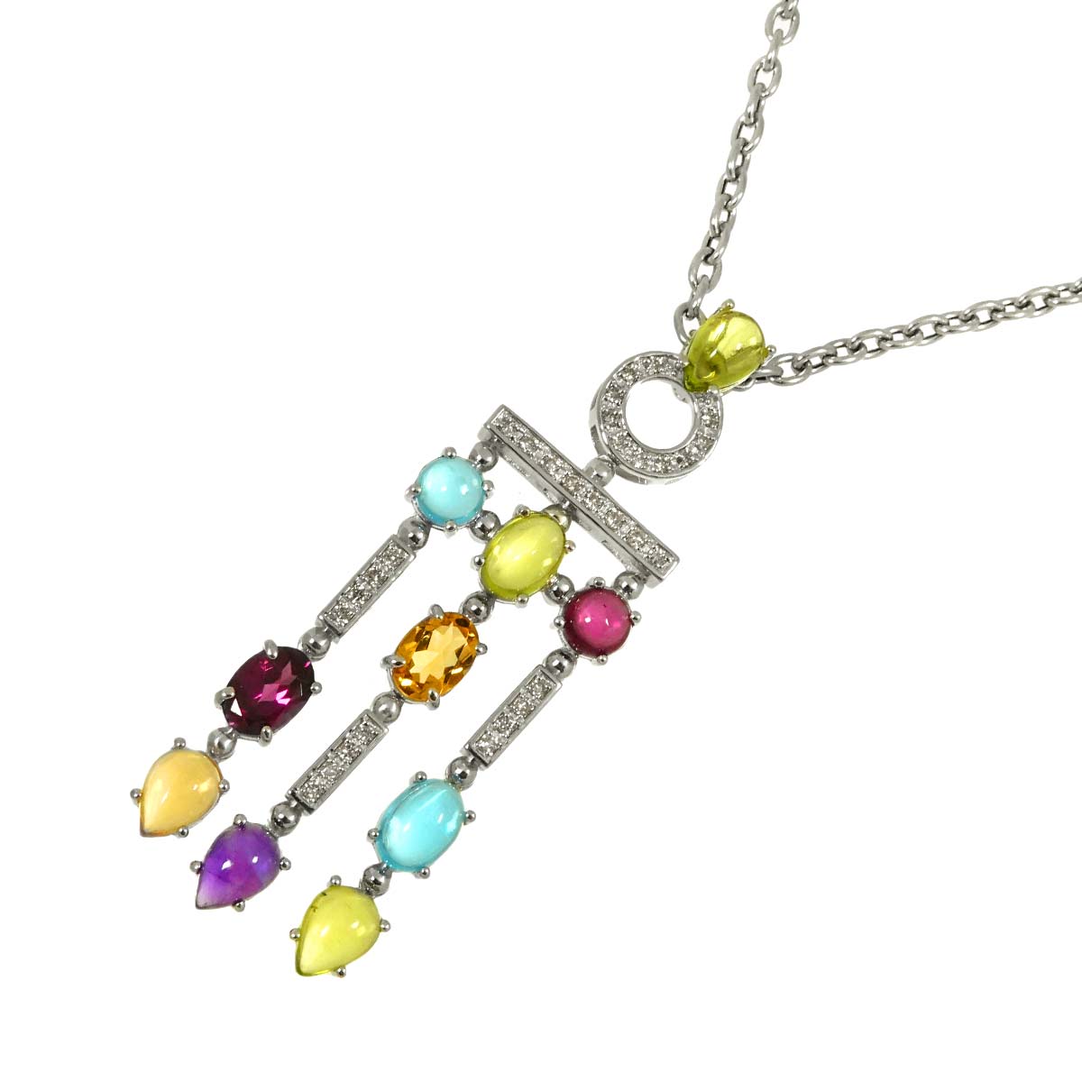 ダイヤ 0.32ct マルチストーン ネックレス 44cm K18 WG ホワイトゴールド 750 Diamond Necklace 90295586