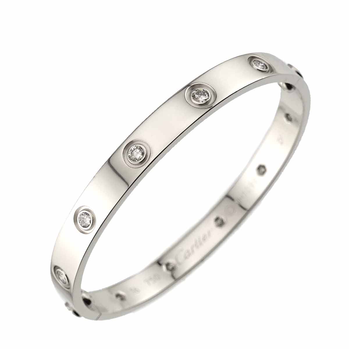 Cartier ラブブレス フル ダイヤ 10P #16 K18 WG ホワイトゴールド 750 ブレスレット バングル Love Bracelet【証明書付き】 カルティエ 90292639