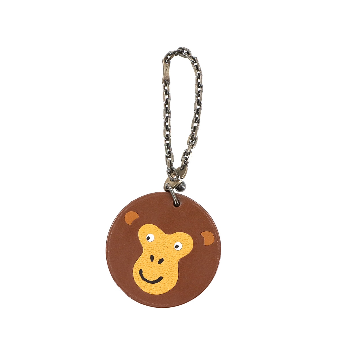 HERMES アニマル バッグ チャーム キーホルダー サル 猿 モンキー レザー SV925 ブラウン シルバー 金具 Bag Charm エルメス 90297104