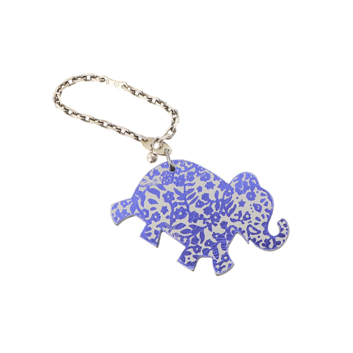 HERMES アニマル バッグ チャーム キーホルダー エレファント 象 レザー SV925 パープル グレー シルバー 金具 Bag Charm エルメス 90297105