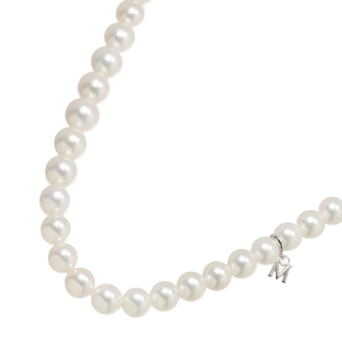 MIKIMOTO アコヤ真珠 8.0-6.5mm ネックレス 38cm SV シルバー パール Akoya Pearl Necklace ミキモト 90291158