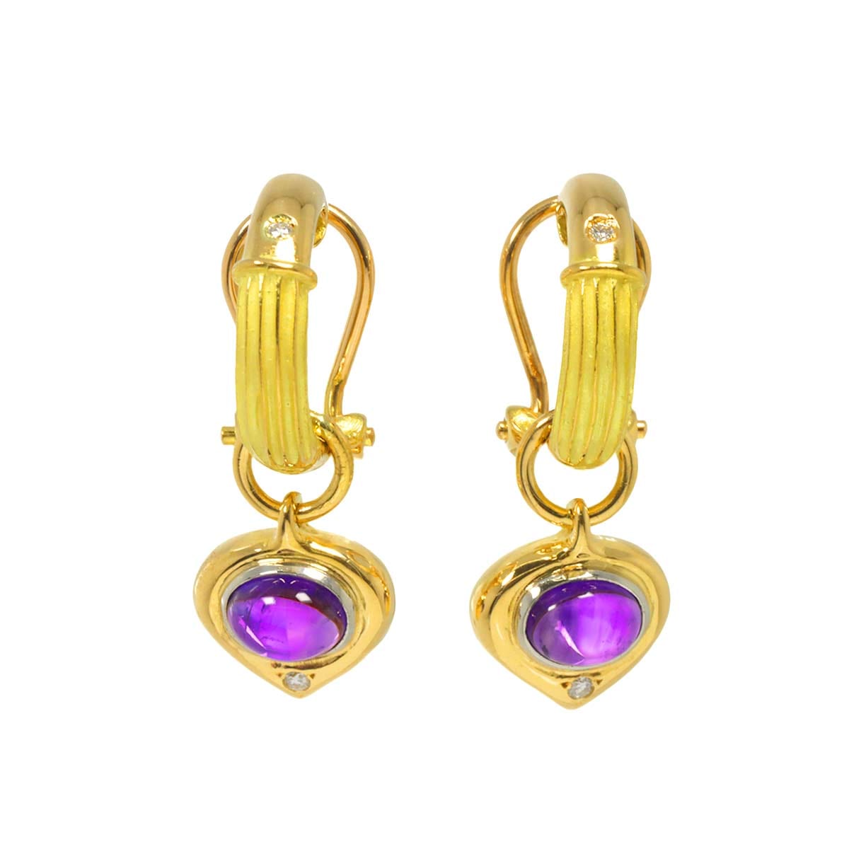 Ishikawa Nobuko アメジスト ダイヤ イヤリング K18 YG Pt イエローゴールド 750 プラチナ 作家物 Earrings Clip-on 石川暢子 90295175