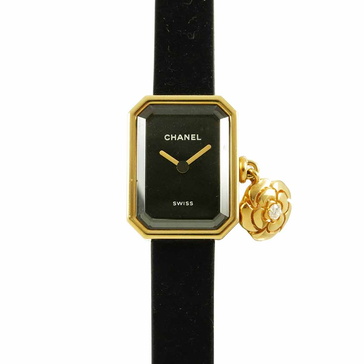 CHANEL ブラックレザー 腕時計　マトラッセ CHANEL マトラッセ H0009 ヴィンテージ レディース 腕時計
