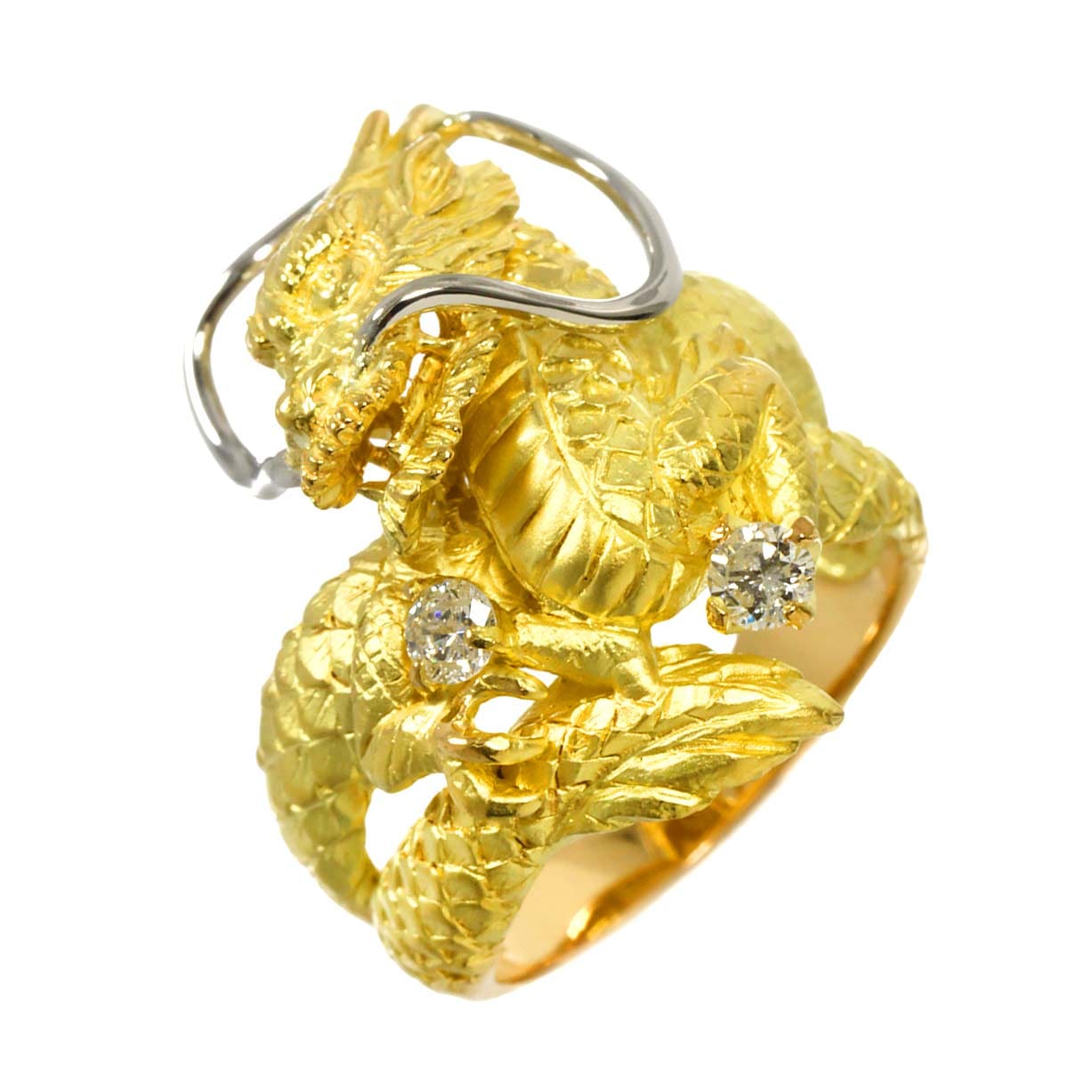 リング 14.5号 ダイヤ 0.20ct K18 YG Pt イエローゴールド 750 プラチナ 指輪 Diamond Ring 90298299