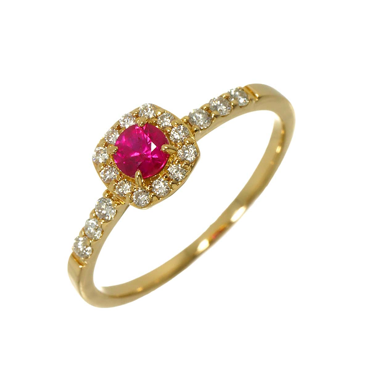 リング 12号 ルビー 0.26ct ダイヤ 0.19ct K18 YG イエローゴールド 750 指輪 Ruby Ring 90298305