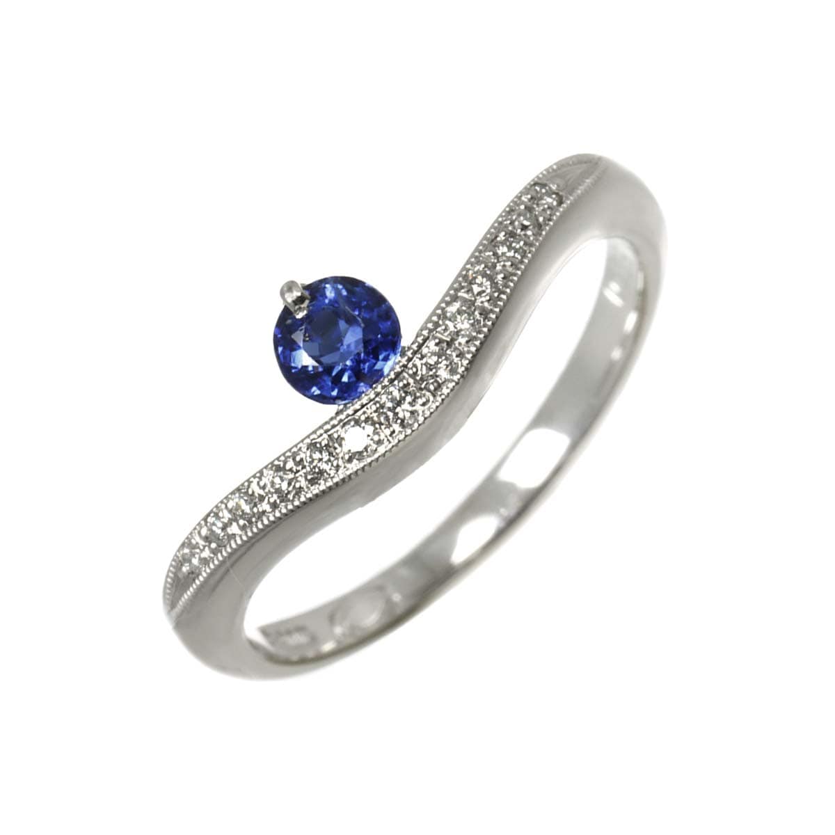 リング 12号 サファイヤ ダイヤ 0.09ct Pt プラチナ 指輪 Sapphire Ring 90298973