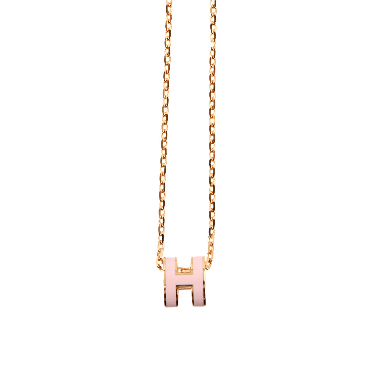 HERMES ミニ ポップアッシュ H ネックレス ローズドラジェ ピンクゴールド アクセサリー Pop H Necklace エルメス 90297053