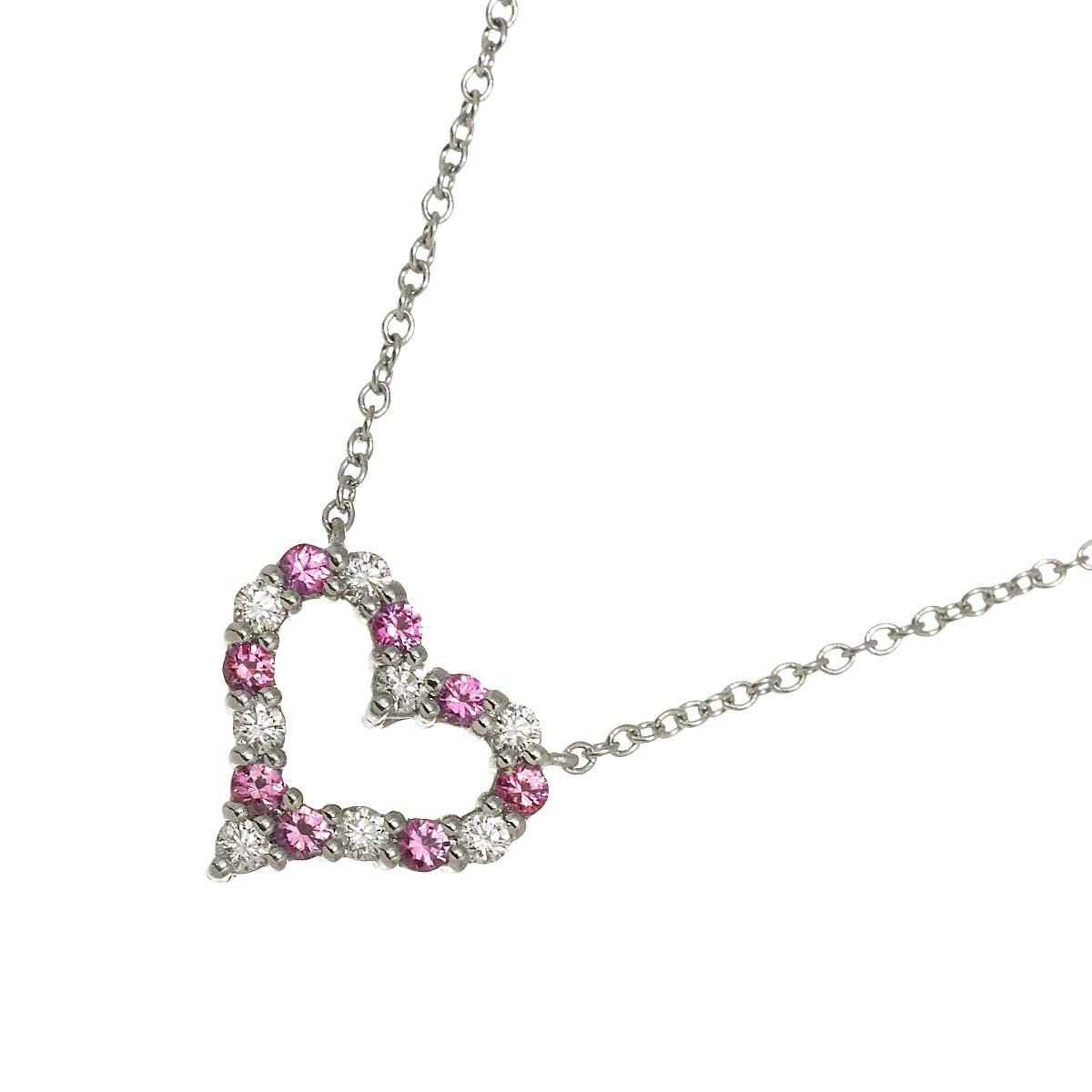 TIFFANY&Co. センチメンタル ハート サファイヤ ダイヤ ネックレス 40cm Pt プラチナ Sentimental Necklace ティファニー 90295465