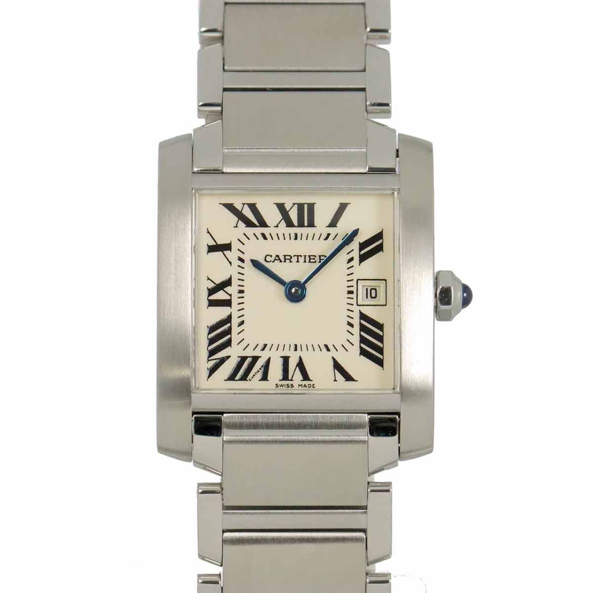 Cartier タンクフランセーズMM W51011Q3 ボーイズ 腕時計 デイト アイボリー クォーツ ウォッチ カルティエ 90294298