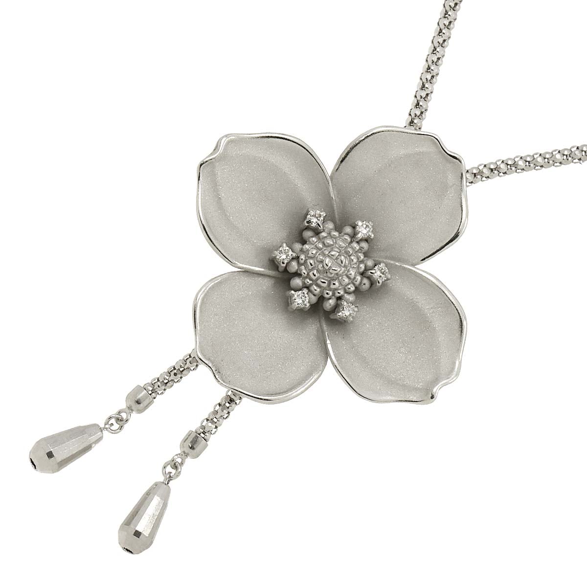 ダイヤ 0.12ct ネックレス 61cm K18 WG ホワイトゴールド 750 Diamond Necklace 90293451