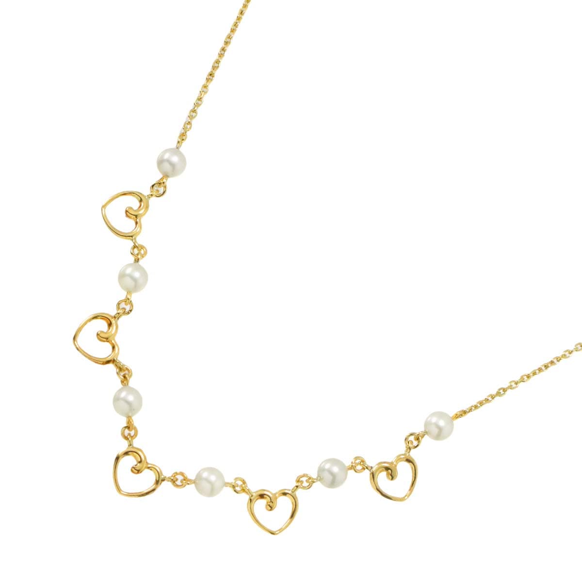 MIKIMOTO アコヤ真珠 4.1mm ハート ネックレス 39cm K14 YG イエローゴールド 585 パール Necklace ミキモト 90287966