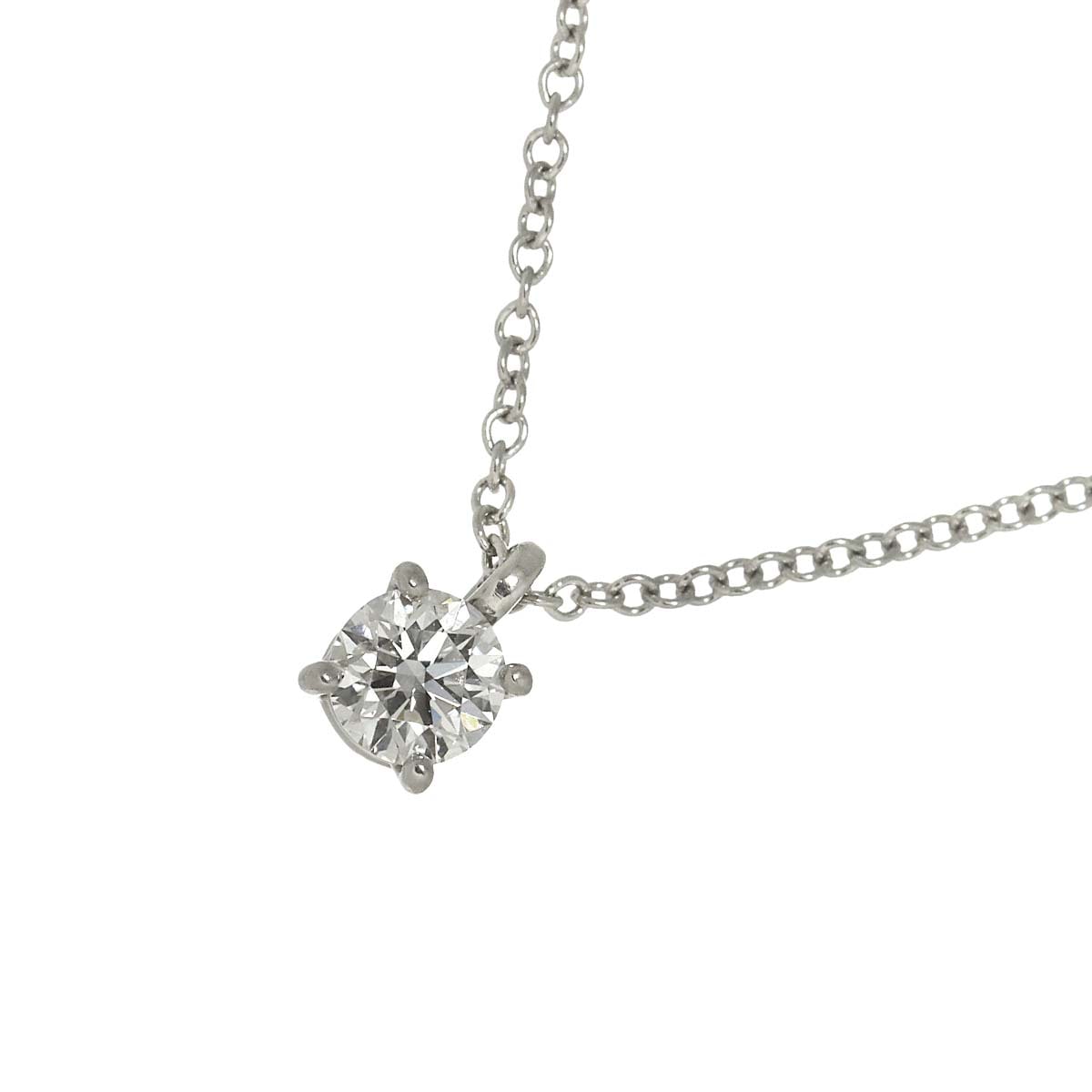 TIFFANY&CO. ソリティア ダイヤ ネックレス 40cm Pt プラチナ Diamond Necklace ティファニー 90294057