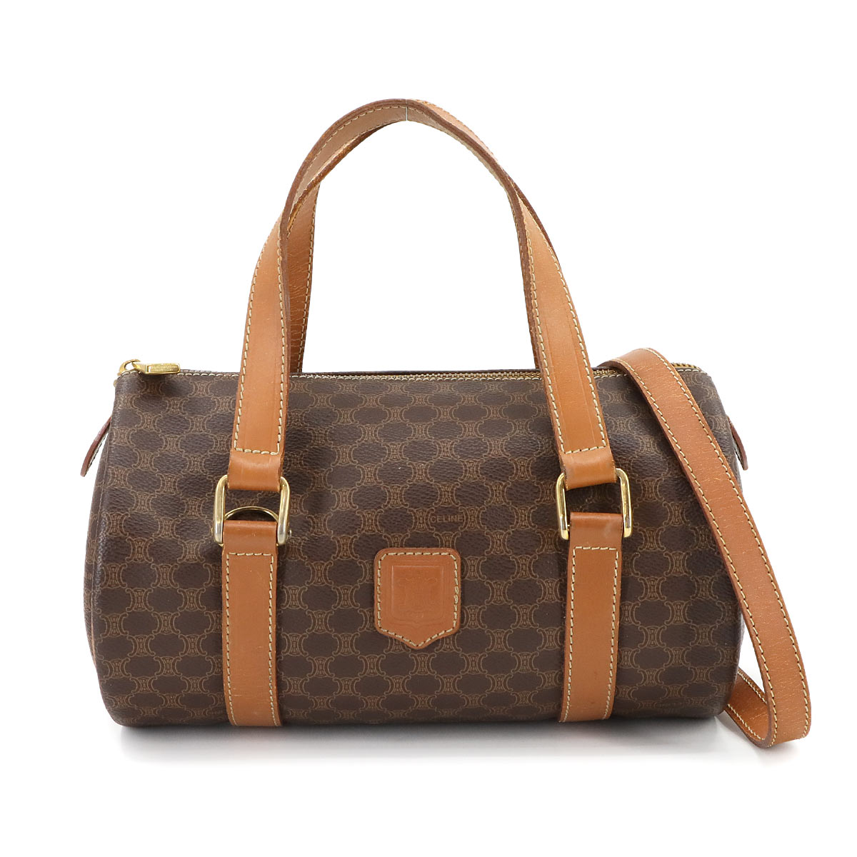 美品✨セリーヌ ハンドバッグ マカダム トリオンフ 肩掛け PVC ゴールド金具 CELINE 未使用保管品 セリーヌ マカダム ブラゾン トリオンフ 柄