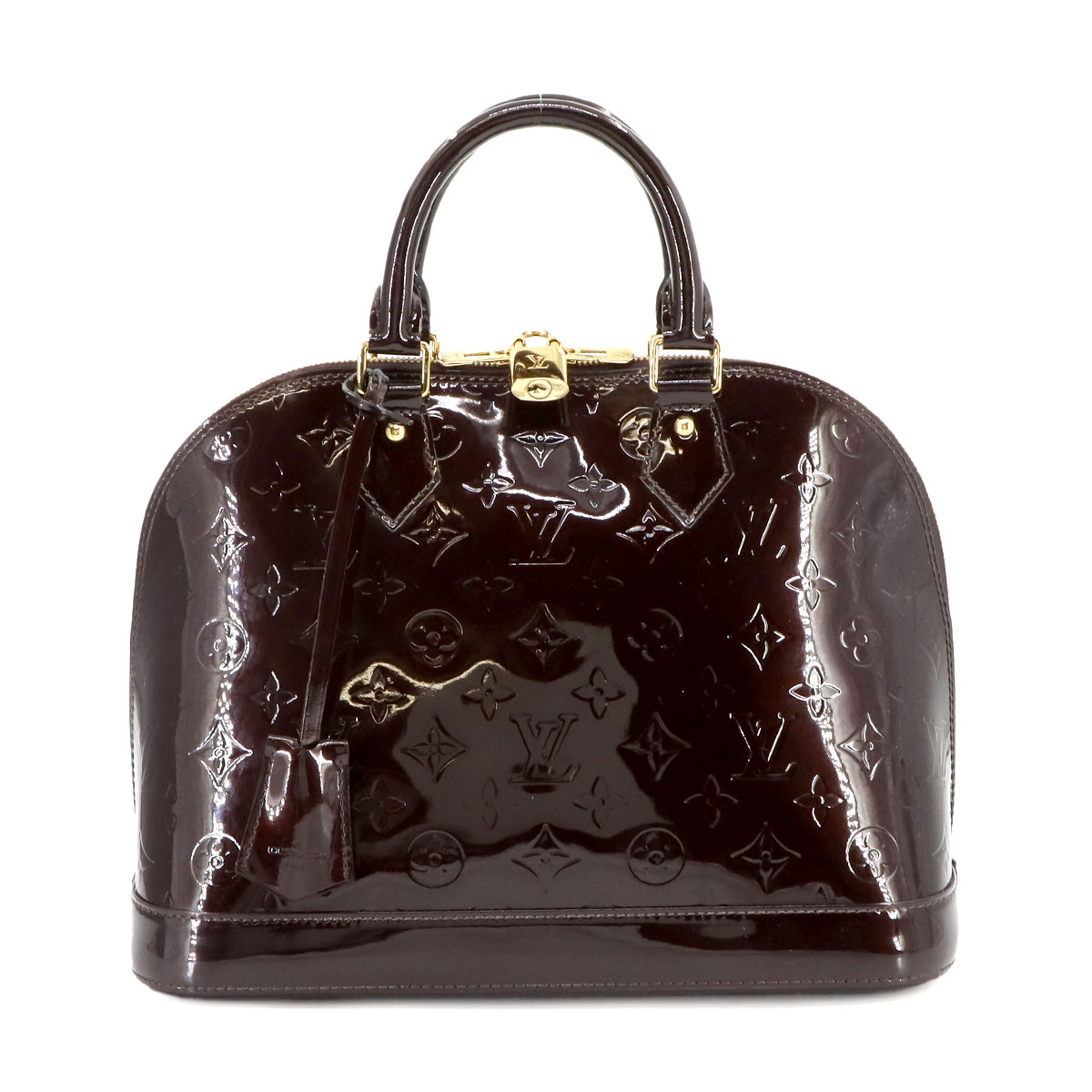 LOUIS VUITTON モノグラム ヴェルニ アルマ PM ハンド バッグ レザー アマラント M91611 ゴールド 金具 Vernis Alma PM ルイ ヴィトン 90298025